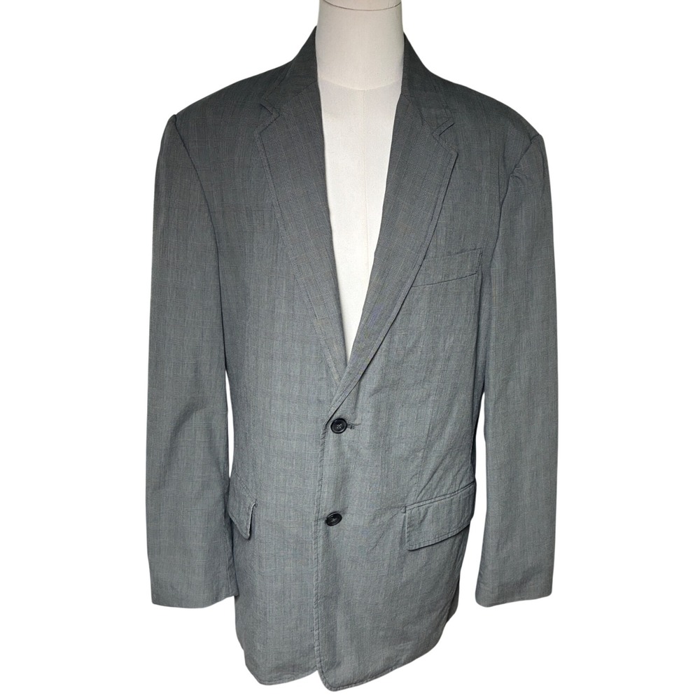 Express Design Studio Glen Plaid Sport Coat Blazer Gray 42R Two Button